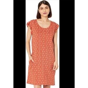 Toad & Co Organic Cotton And Lyocell Ruffle Sleeve Dress In Orange Size Small